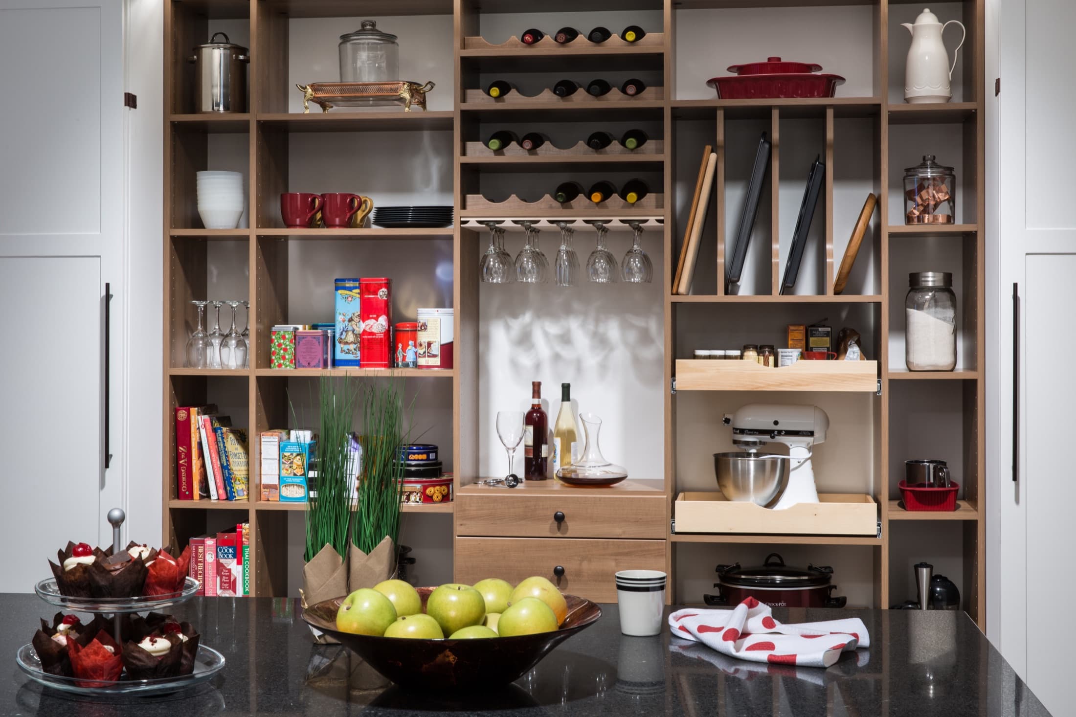 Warm custom pantry designed and installed by Gator Closets